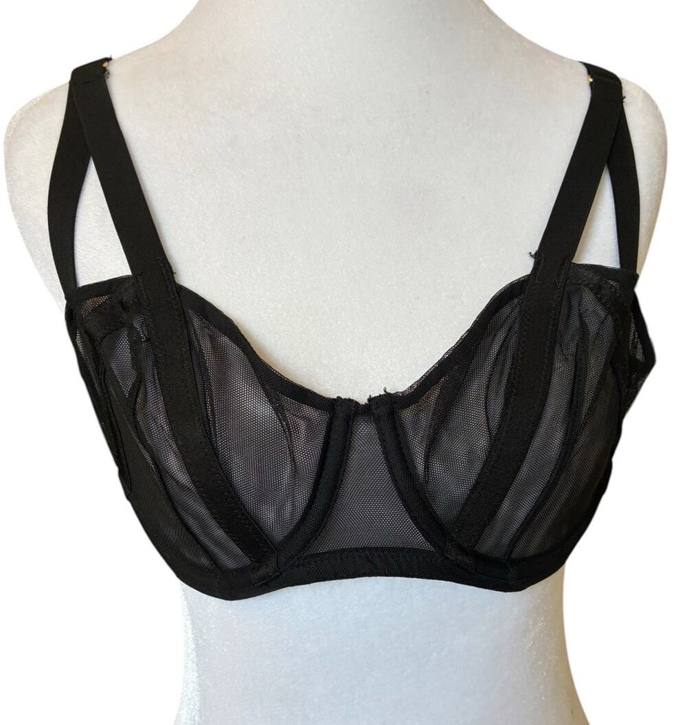Victoria’s Secret Very Sexy Luxe Bra 34D Mesh Sheer Bondage WhimsyGoth Wore Once